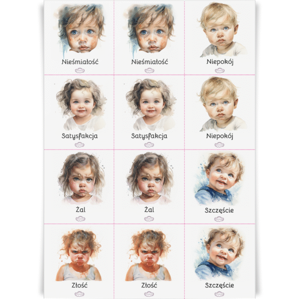 Emocjonalne Memory – gra pamięciowa – 30 par kart do wydruku (PDF) - obrazek 3