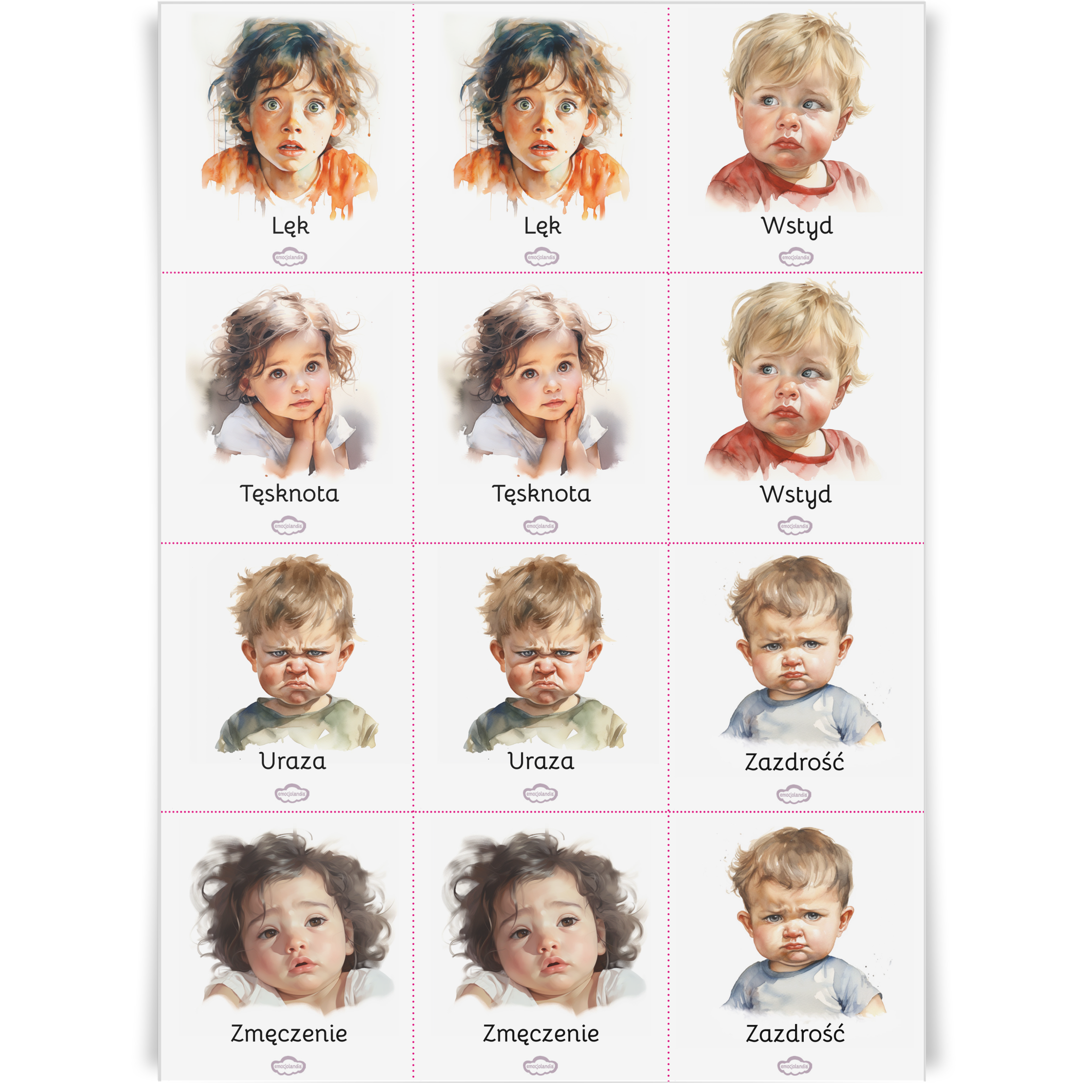 Emocjonalne Memory – gra pamięciowa – 30 par kart do wydruku (PDF) - obrazek 5