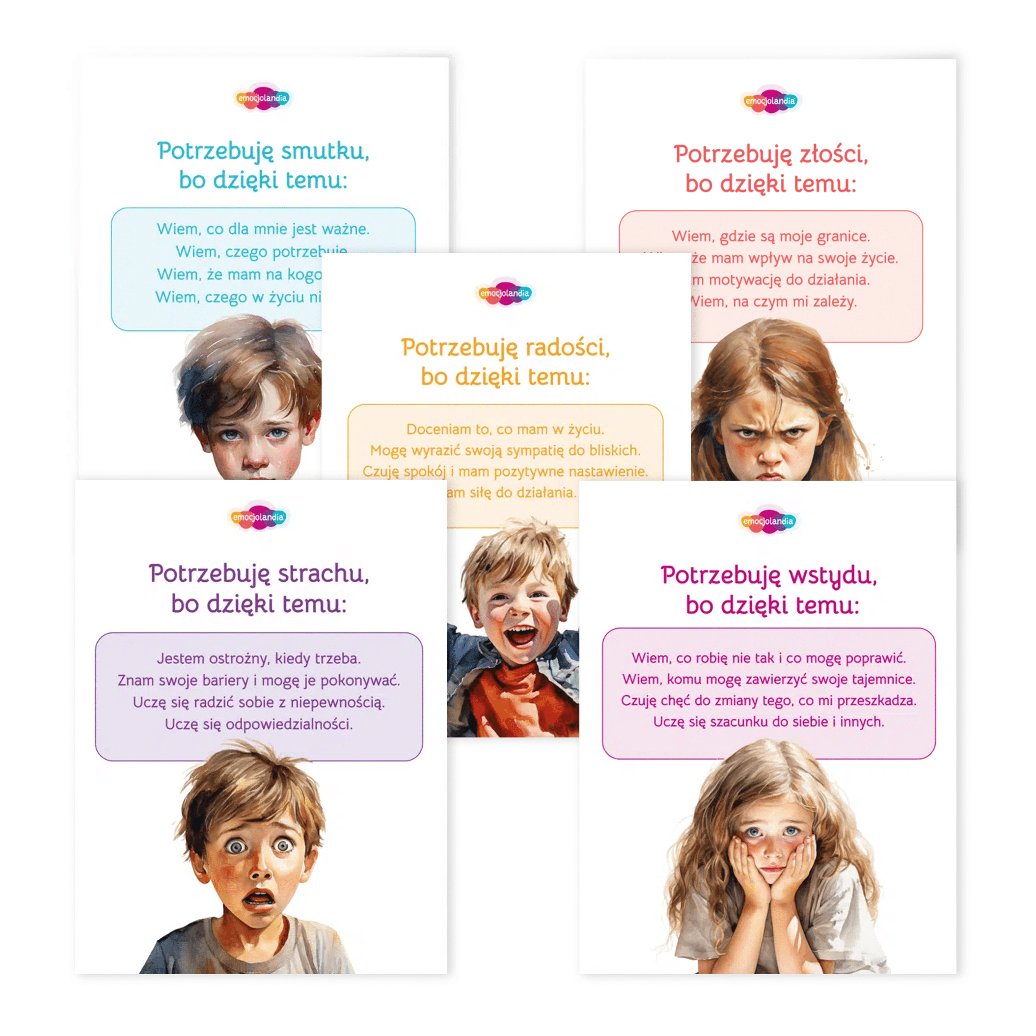 Zestaw 5 plakatów: Potrzebuję tych emocji (30x40cm)