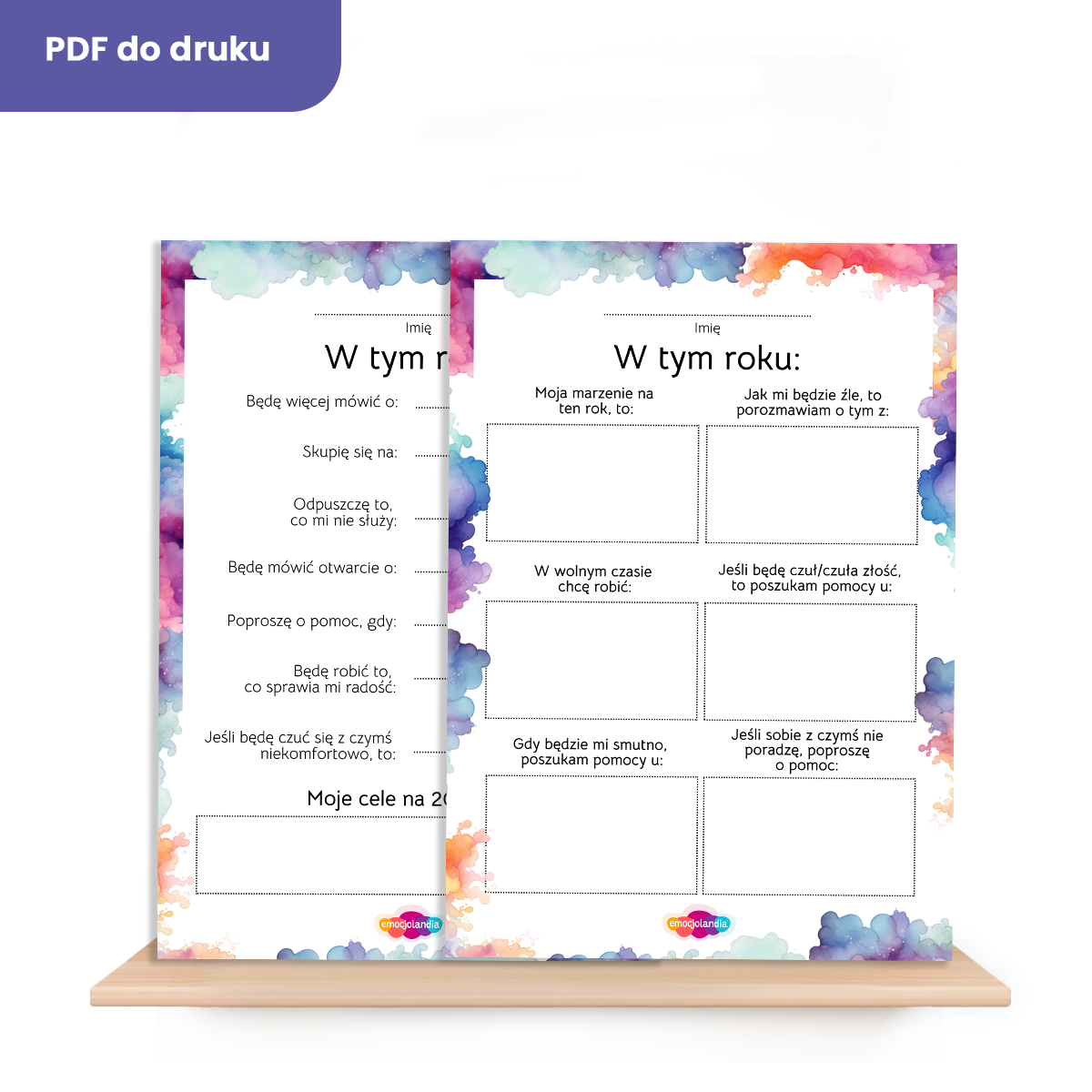 Kreatywne karty postanowień i marzeń na nowy rok (PDF)