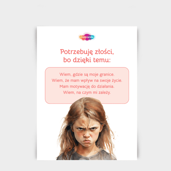 Plakat: Potrzebuję złości (30x40cm)