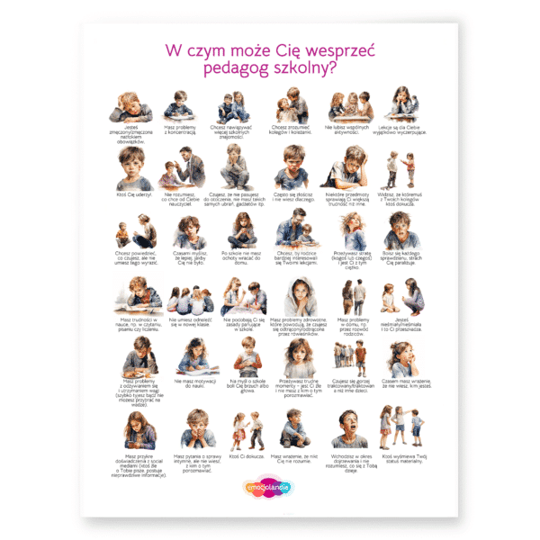 Plakat: W czym może Cię wesprzeć pedagog szkolny (50×70 cm)
