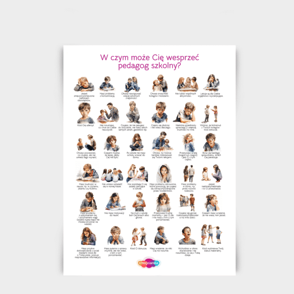 Plakat: W czym może Cię wesprzeć pedagog szkolny (50×70 cm)