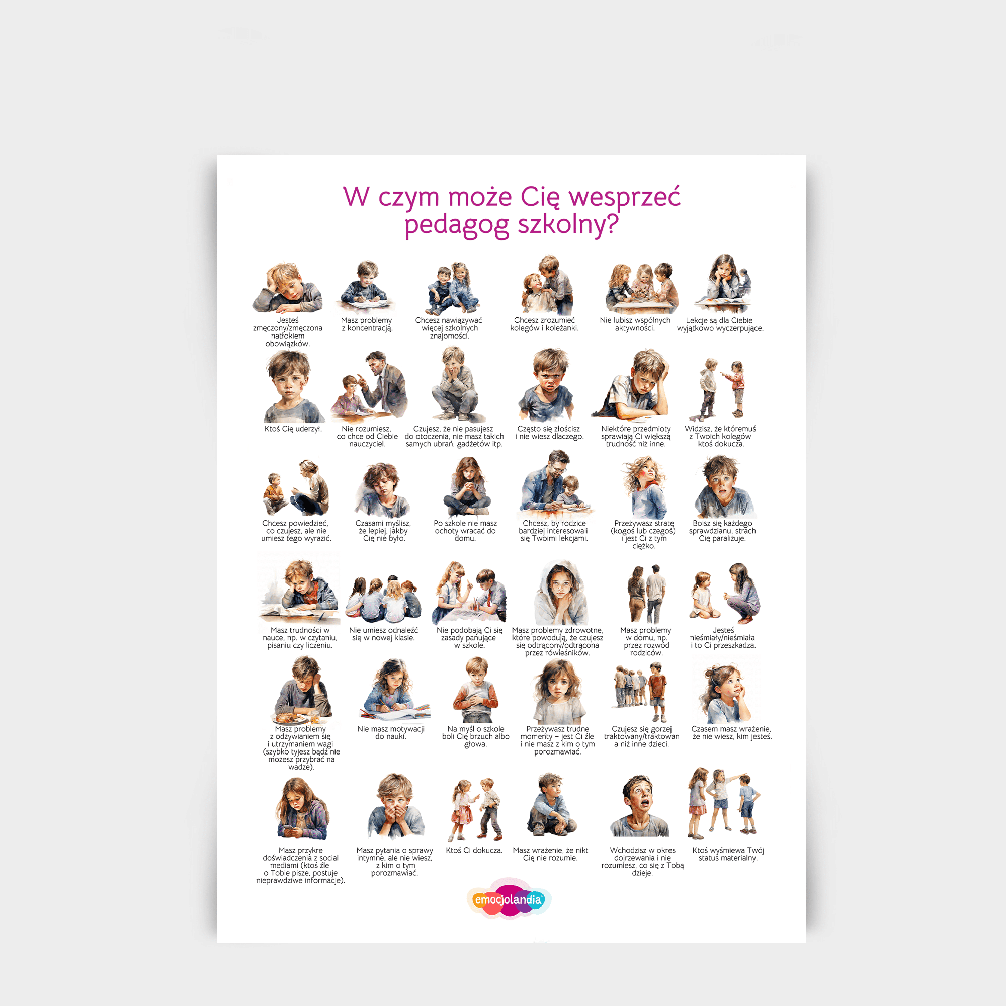 Plakat: W czym może Cię wesprzeć pedagog szkolny (50×70 cm)