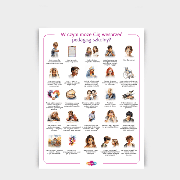 Plakat: W czym może Cię wesprzeć pedagog szkolny (50×70 cm)