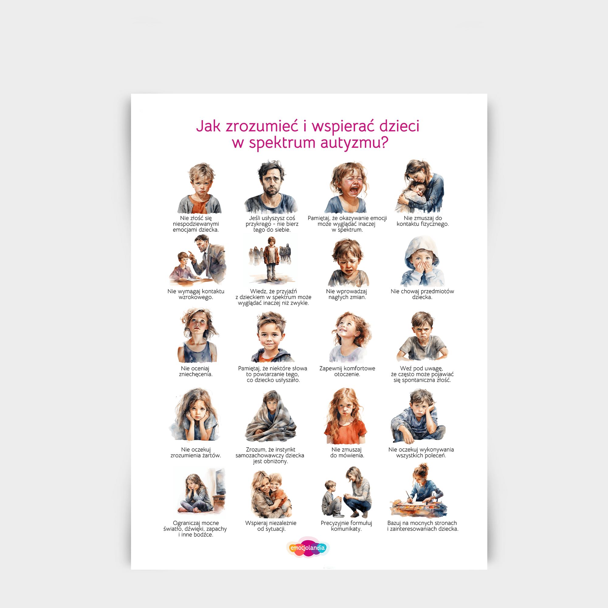 Plakat: Jak zrozumieć i wspierać dzieci w spektrum autyzmu? (50x70cm)