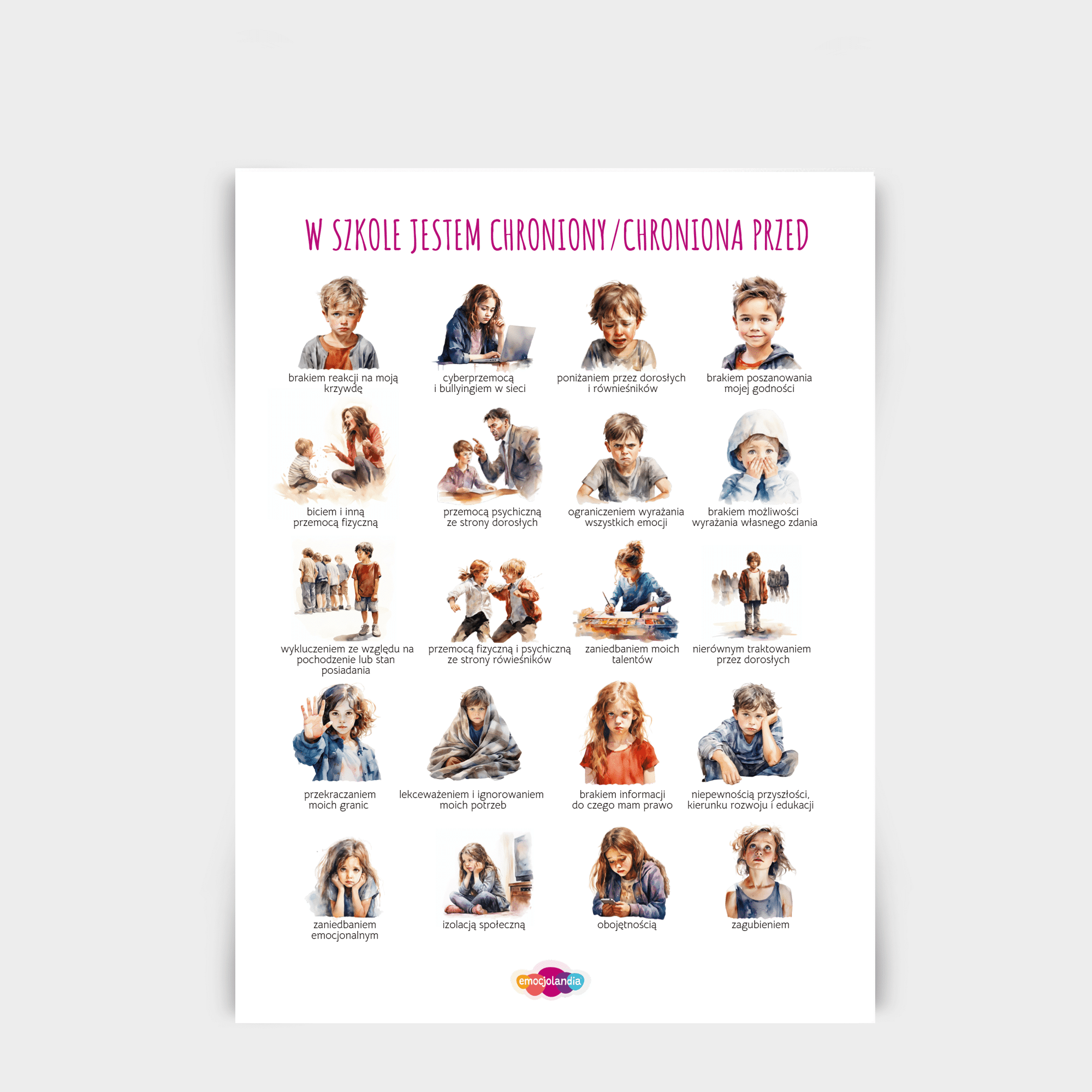 Plakat: W szkole jestem chroniony/chroniona przed… (50x70cm)