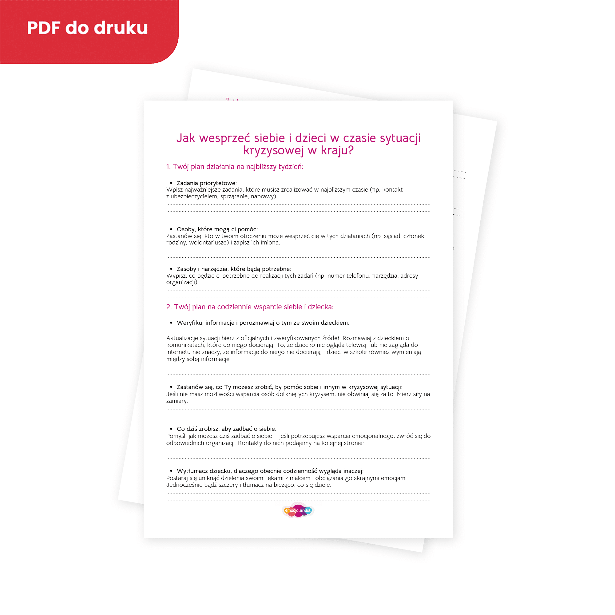 Jak wesprzeć siebie i dzieci w czasie sytuacji kryzysowej w kraju?: karty pracy (PDF)