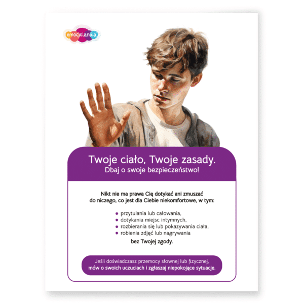 Plakat: Twoje ciało, twoje zasady! - wersja dla chłopca (30x40cm)
