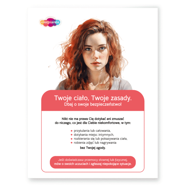 Plakat: Twoje ciało, twoje zasady! - wersja dla dziewczynki (30x40cm)