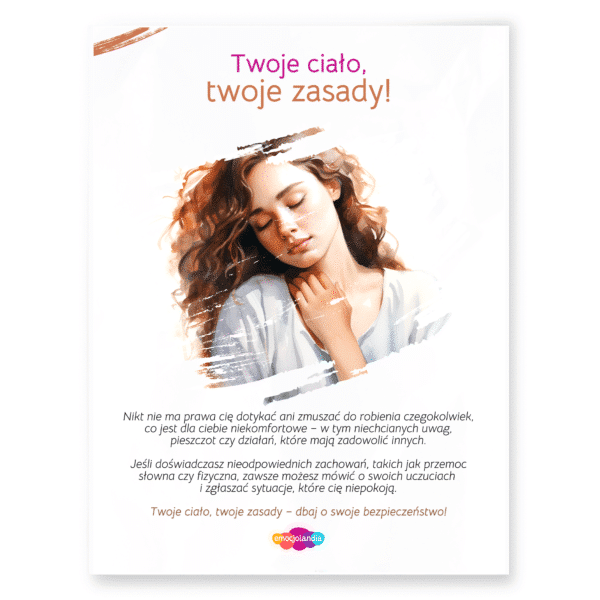 Plakat: Twoje ciało, twoje zasady! - wersja dla dziewczynki (30x40cm)