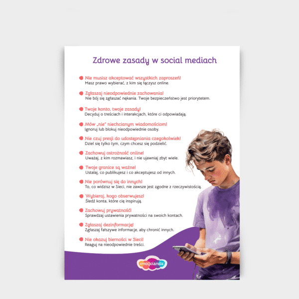 Plakat: Zdrowe zasady w social mediach (30x40cm)