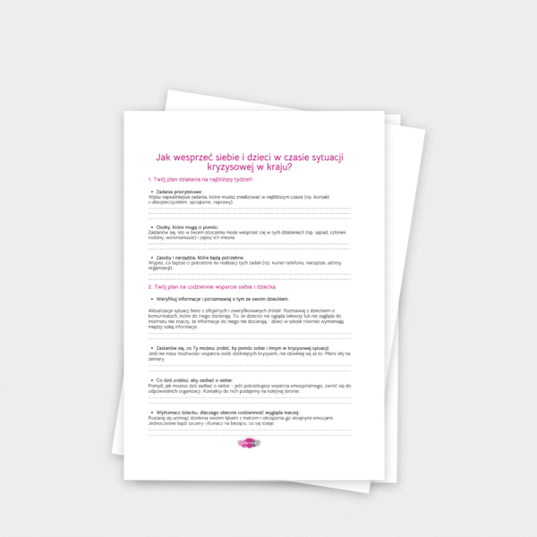 Jak wesprzeć siebie i dzieci w czasie sytuacji kryzysowej w kraju?: karty pracy (PDF)