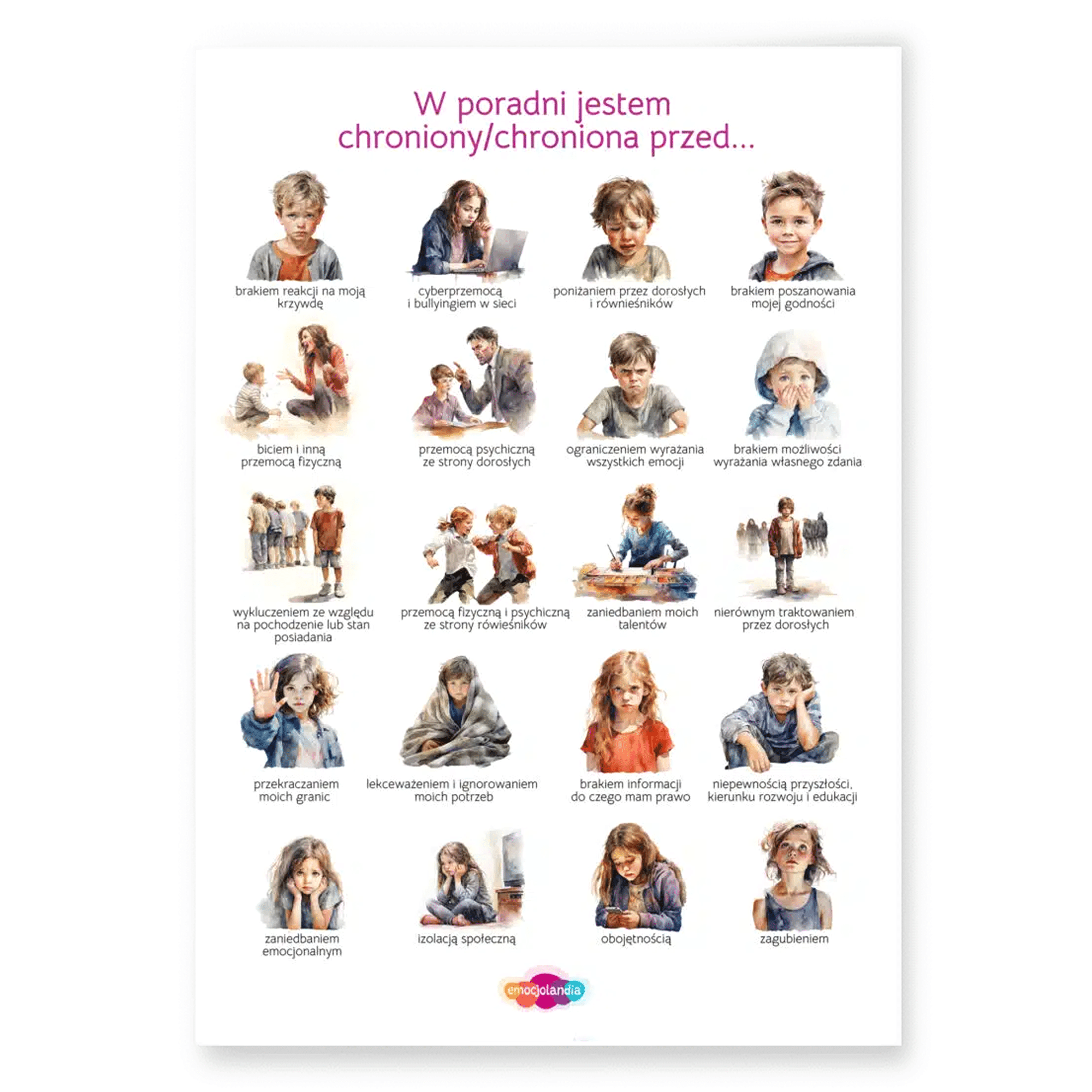 Plakat: W poradni jestem chroniony/chroniona przed… (30x40cm)