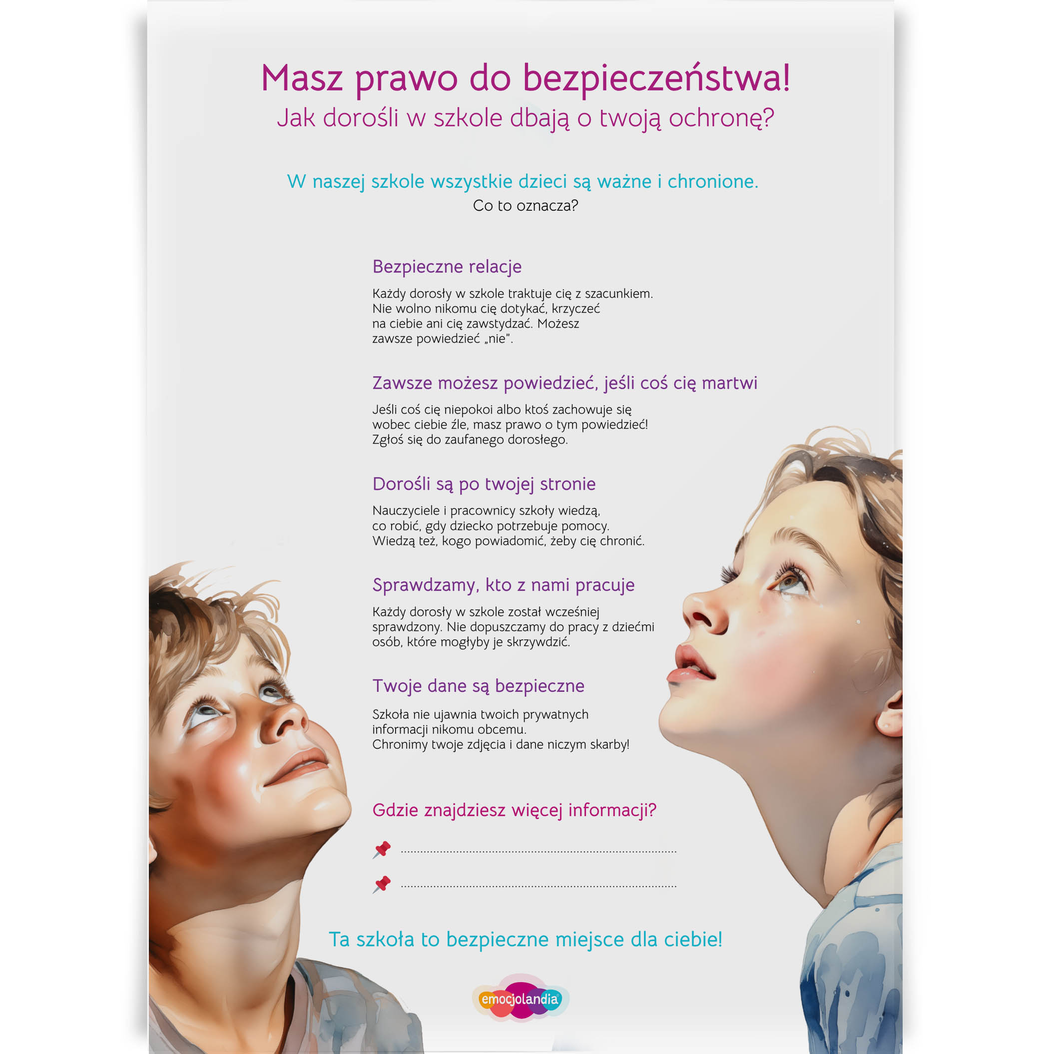 Plakat „Masz prawo do bezpieczeństwa!” – B2 (50 × 70 cm) - dla szkół podstawowych