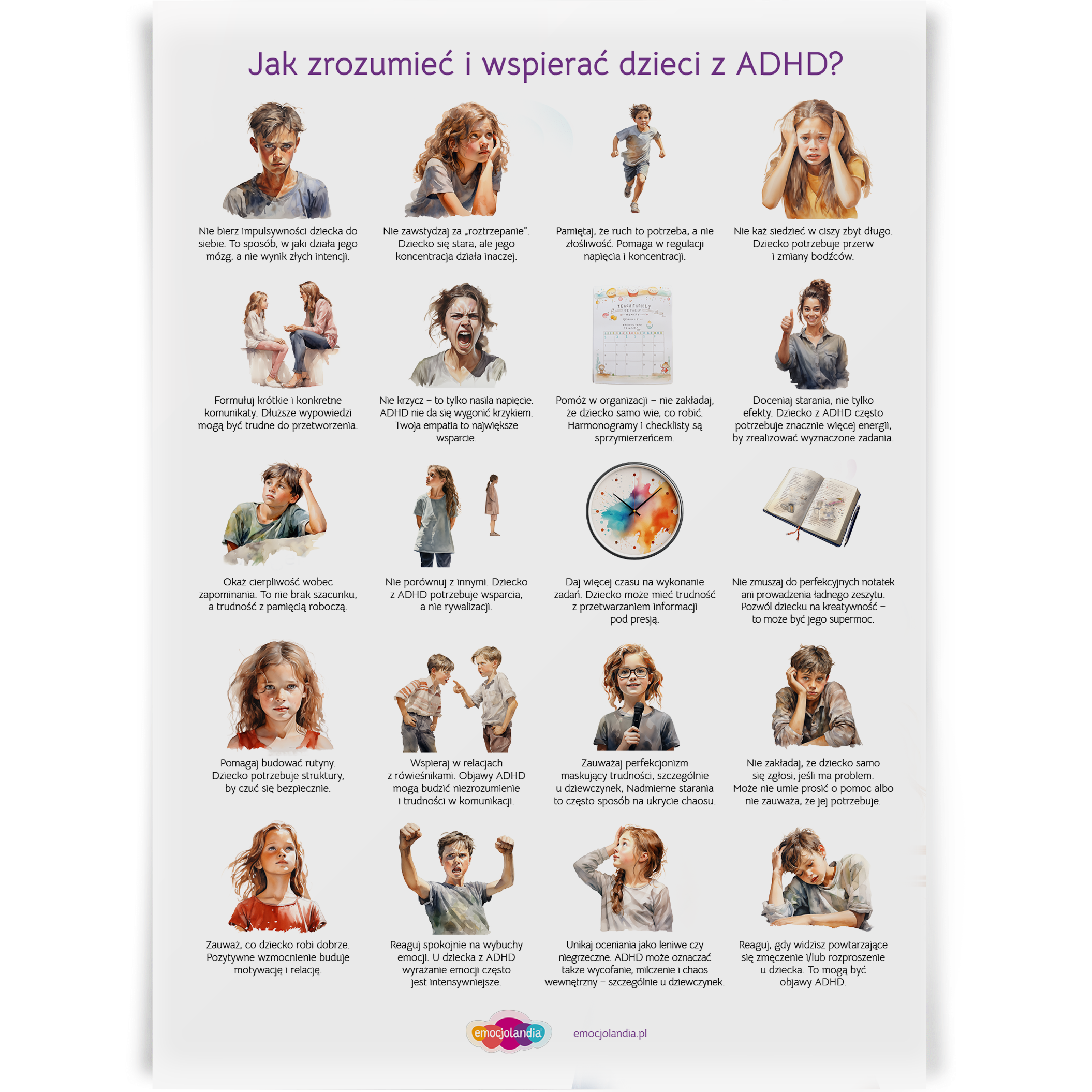 Jak zrozumieć i wspierać dzieci z ADHD? - plakat 50x70 cm