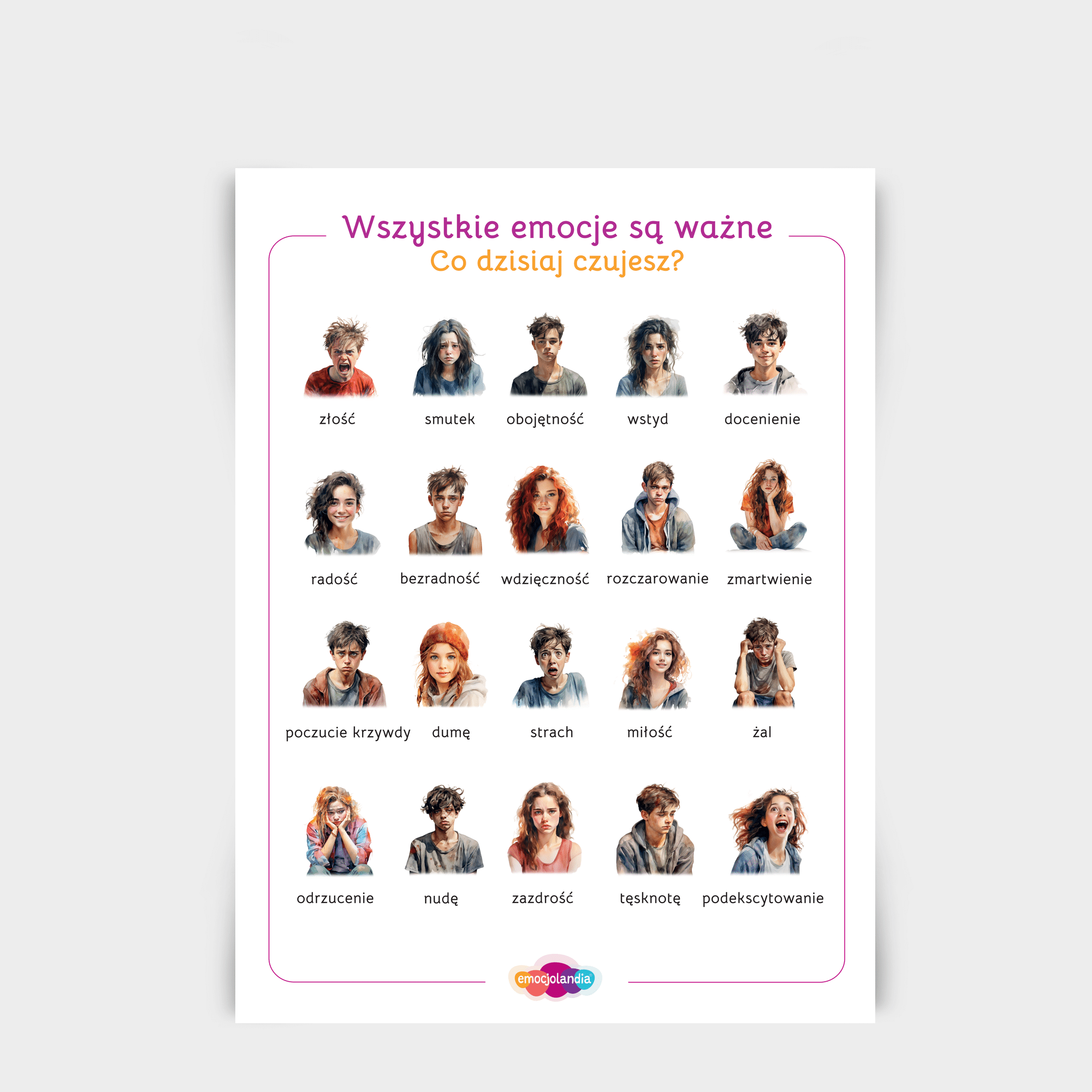 Plakat: Wszystkie emocje są ważne (30x40cm)