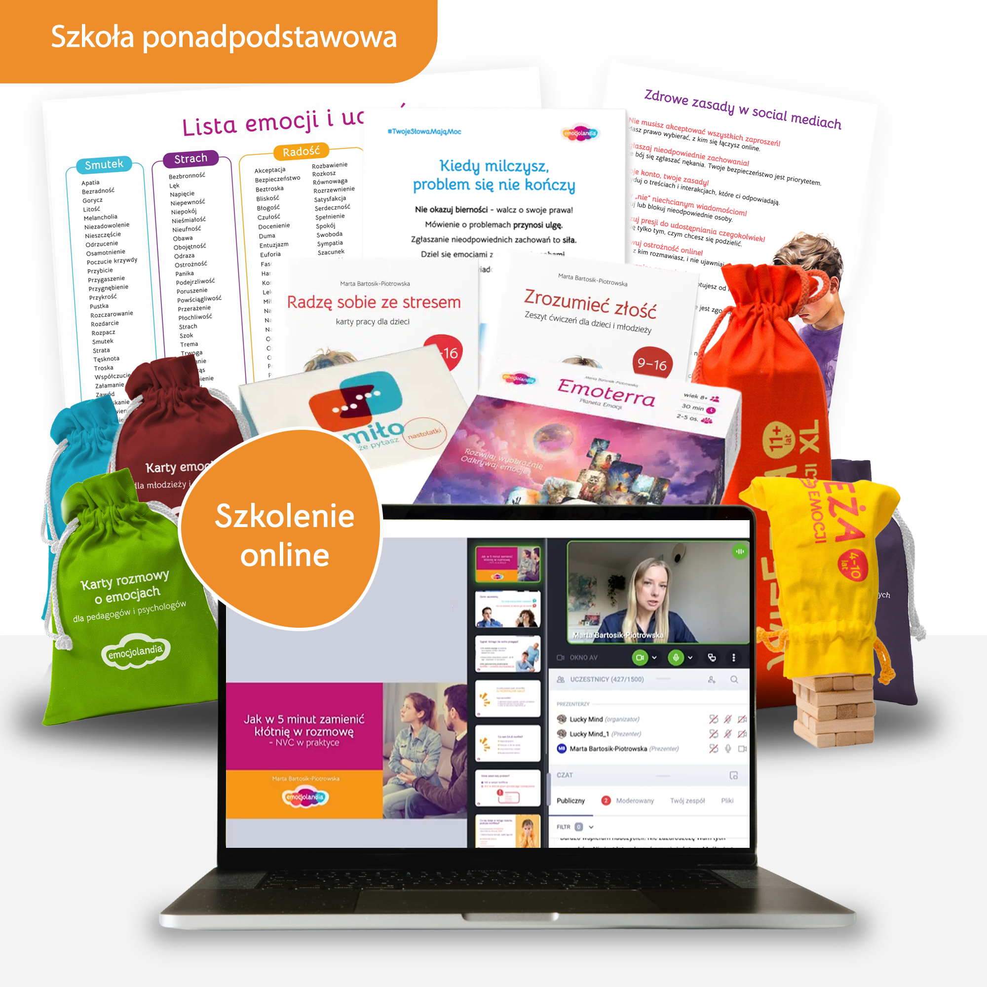 Szkolenie online „Edukacja emocjonalna w szkole ponadpodstawowej – od czego zacząć?" wraz z pakietem narzędzi szkoleniowych. Wyposaż cały zespół w wiedzę i gotowe narzędzia!