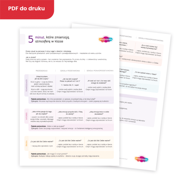 Ściąga z emocji - 5 minut, które zmieniają atmosferę w klasie