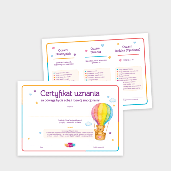 Certyfikat Uznania dla Przedszkolaka