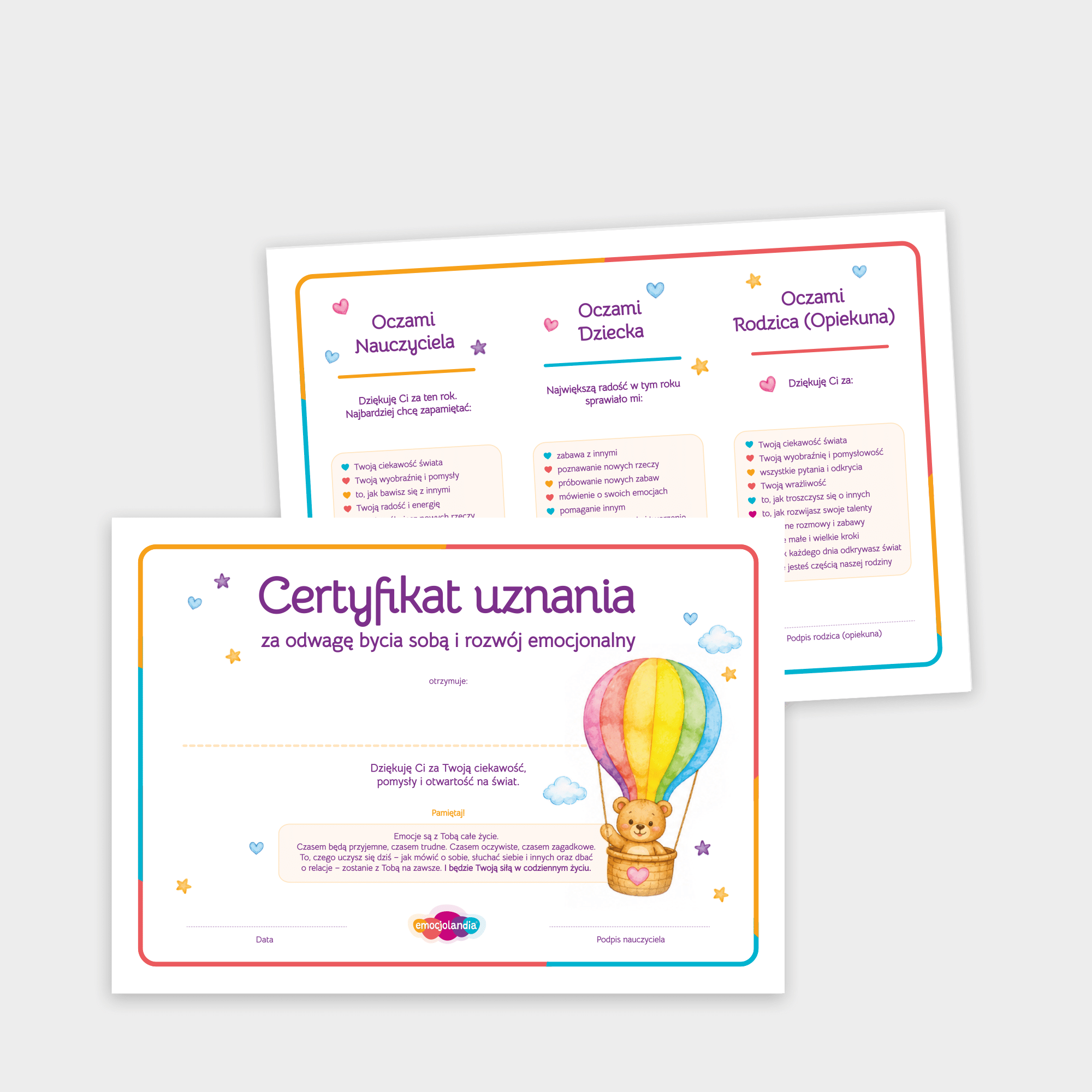 Certyfikat Uznania dla Przedszkolaka