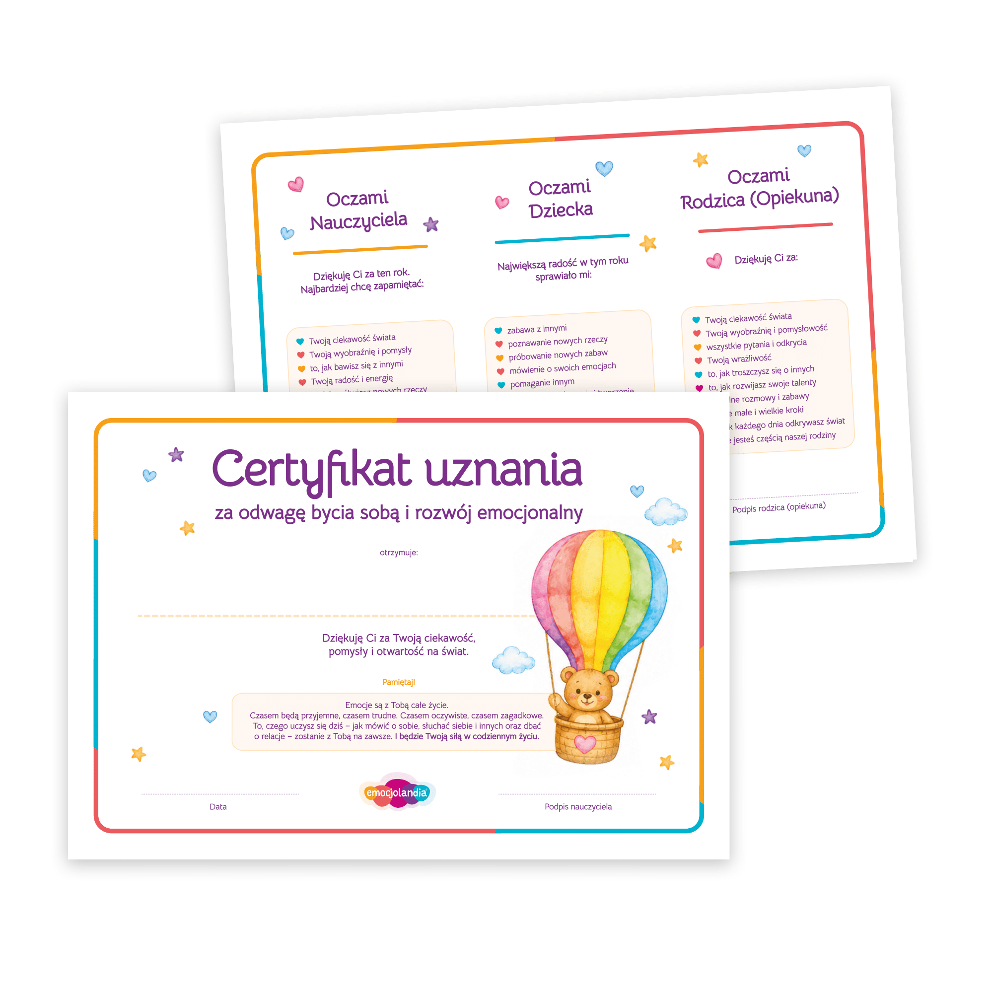 Certyfikat Uznania dla Przedszkolaka