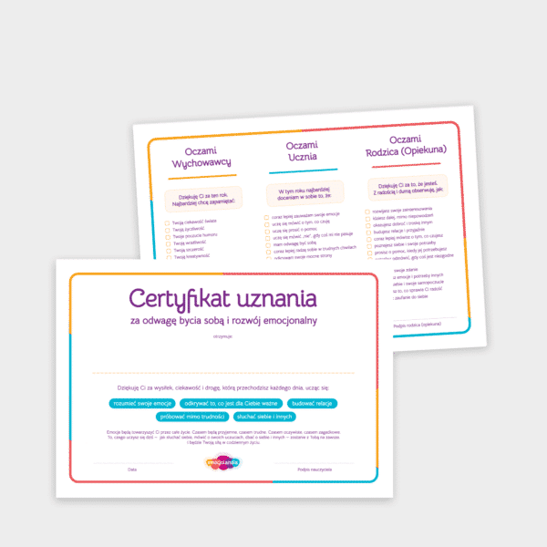 Certyfikat Uznania dla Ucznia Szkoły Podstawowej i Ponadpodstawowej
