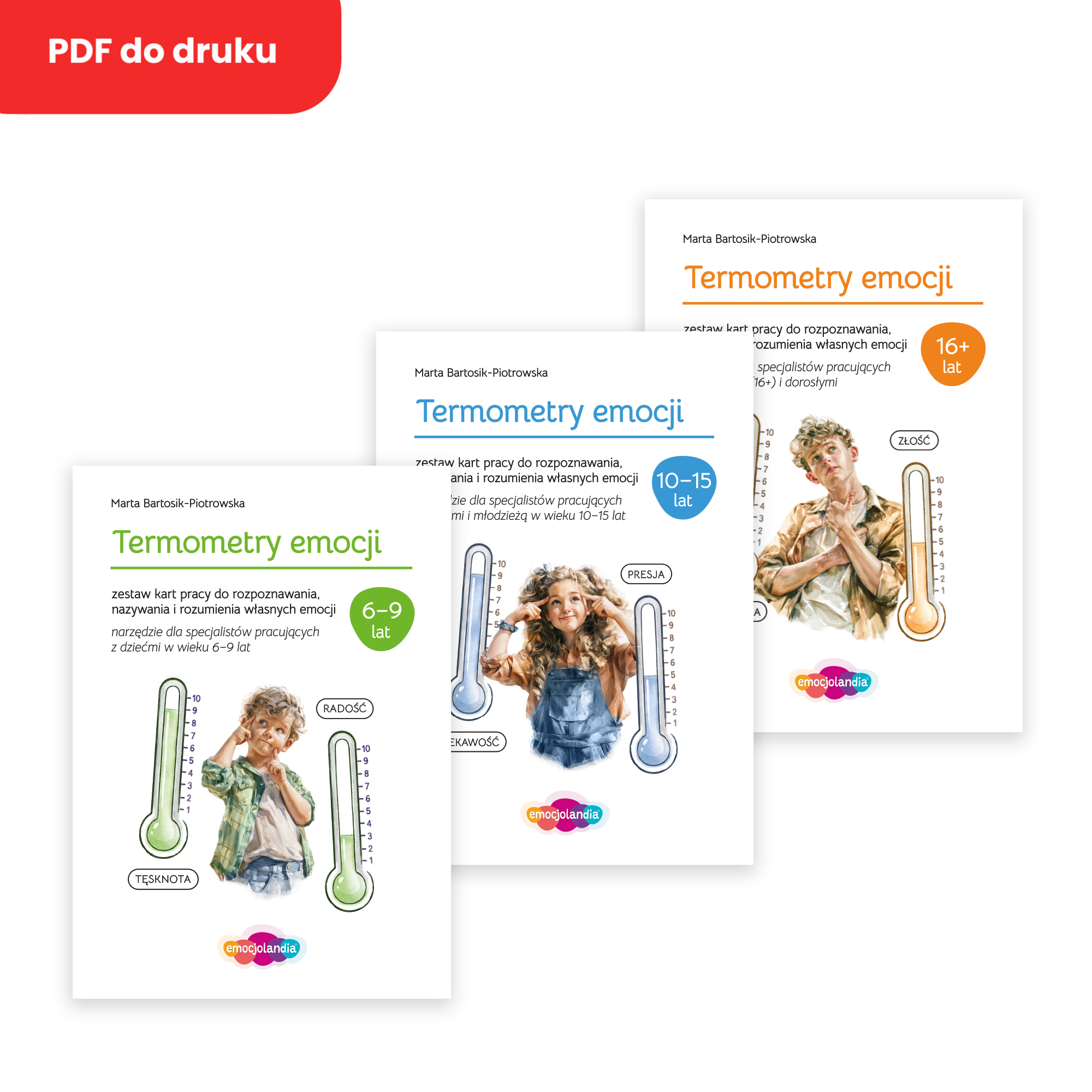 Termometry emocji – Zestaw: 6–9 lat, 10–15 lat, 16+ (PDF)