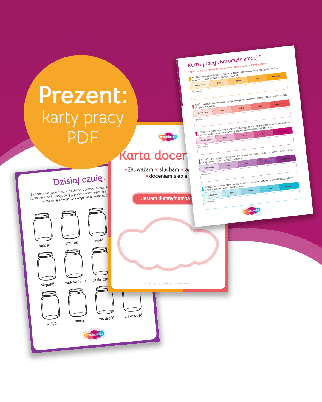 Prezent: karty pracy PDF od Emocjolandii